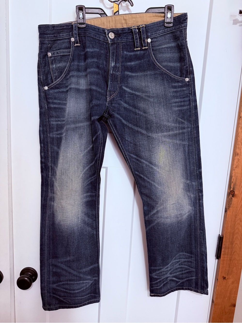 Levi's Dark Blue Straight Jeans with Faded Detail (34x29)